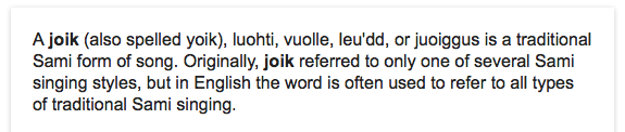 Joik | meaning