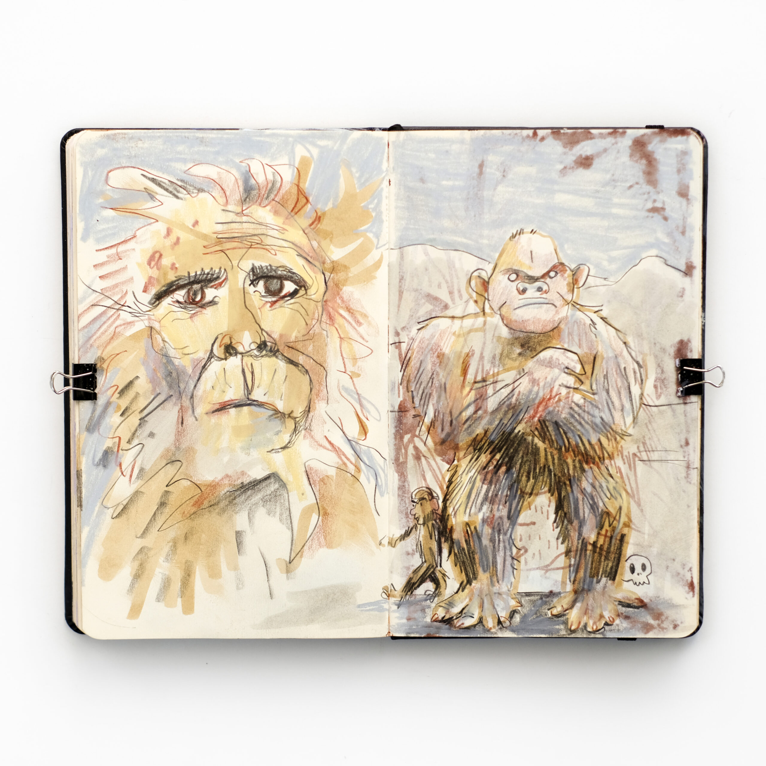 Bigfoot drawing, mixed media sketches, www.Fenne.be