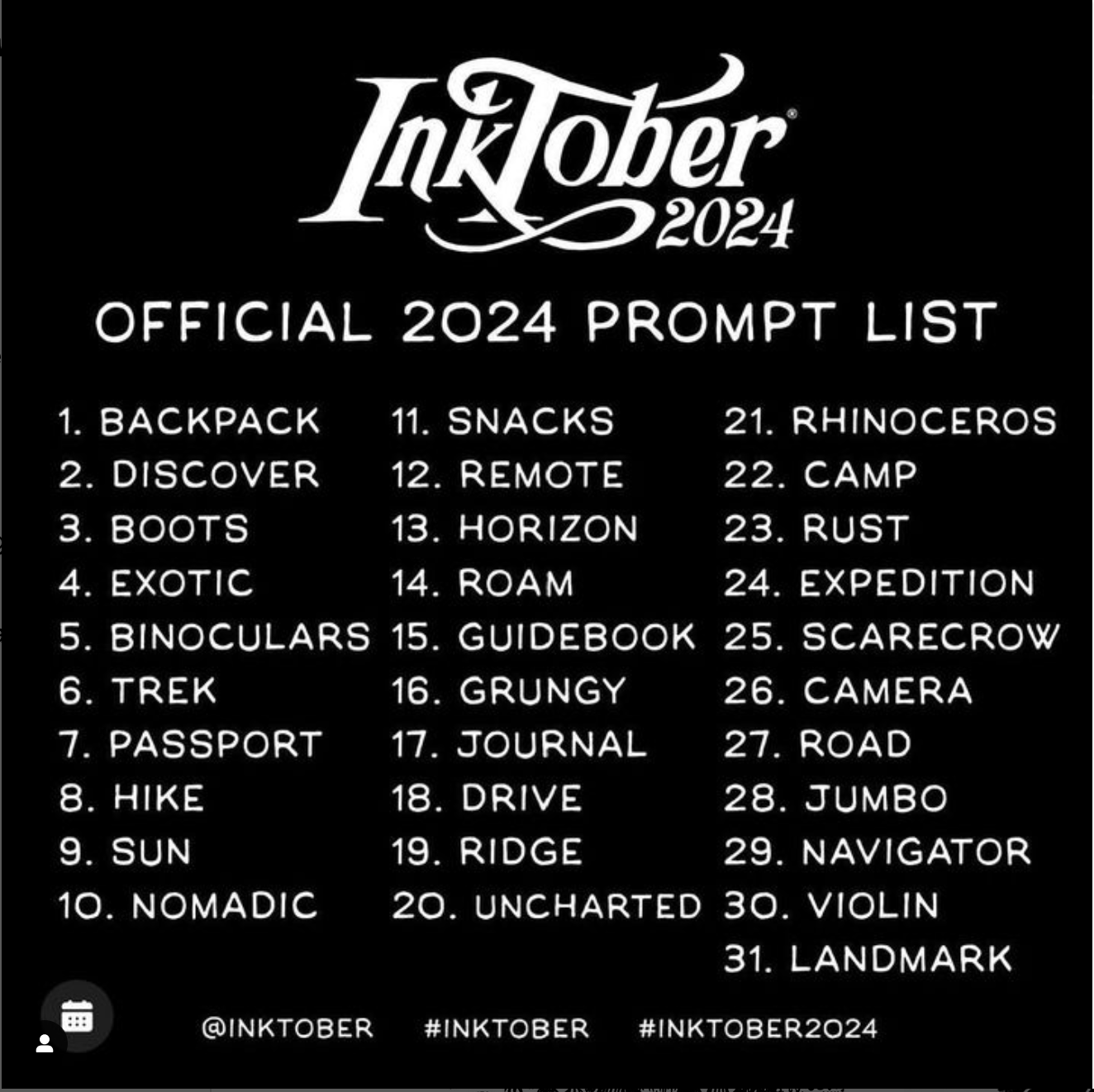 Inktober 2024 prompts