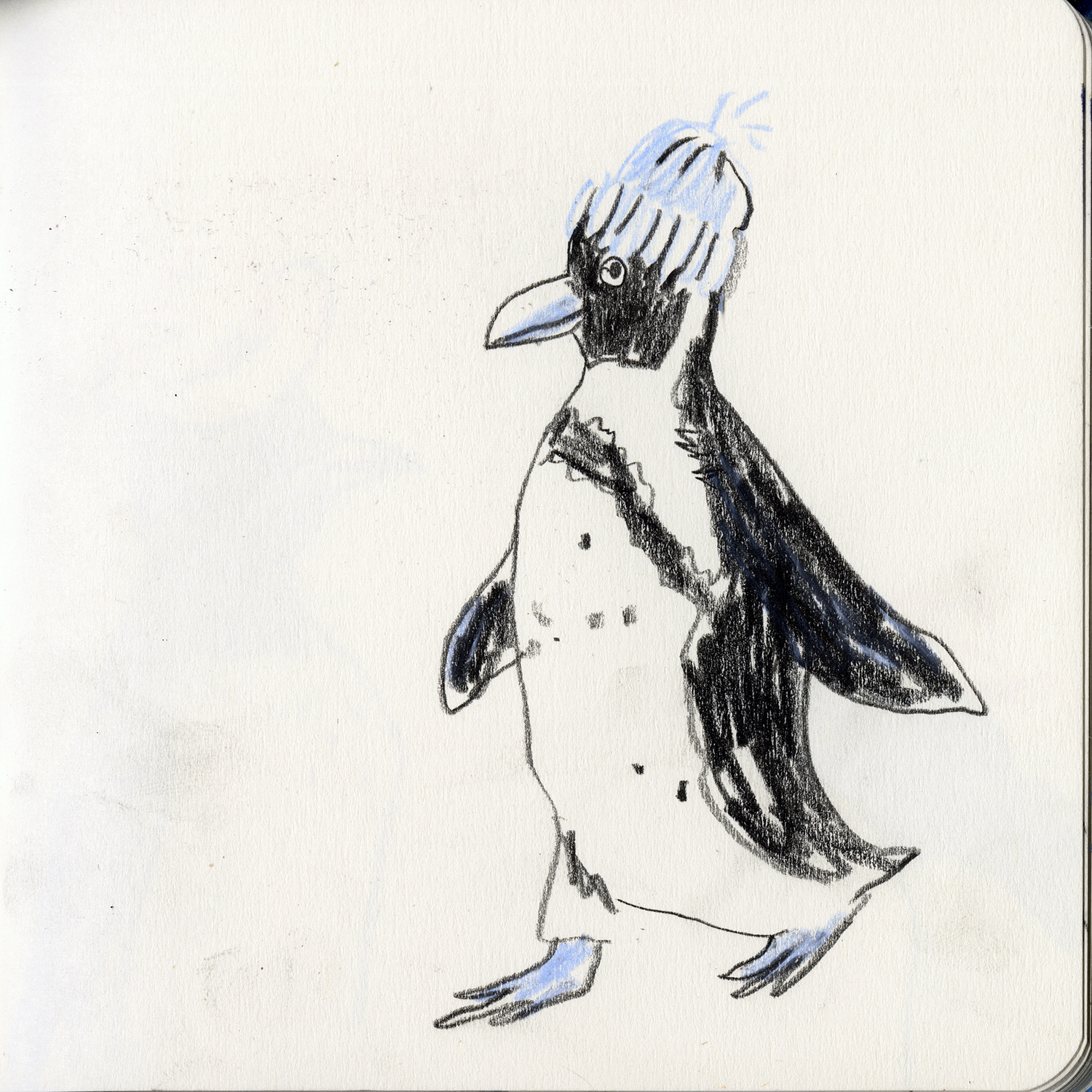 Sketching penguins with hats, www.Fenne.be